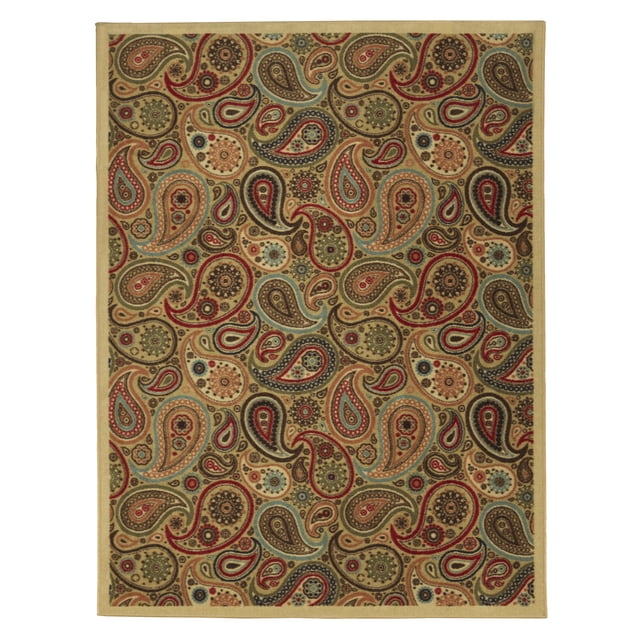 Ottomanson Machine Washable NonSlip Rubberback Paisley 8x10 Indoor