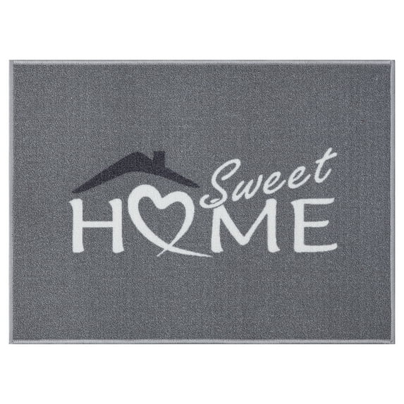 Ottomanson Machine Washable Non-Slip Rubberback Sweet Home 2x3 Indoor Area Rug, 2' x 3', Gray