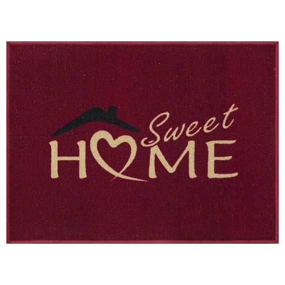 Ottomanson Machine Washable Non-Slip Rubberback Sweet Home 2x3 Indoor Area Rug, 2' x 3', Red