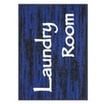 thumbnail image 1 of Ottomanson Non-Slip Rubberback Text 2x3 Laundry Room Rug, 26" x 35", Black/Blue, 1 of 8