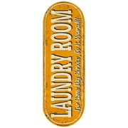 Ottomanson Non-Slip Rubberback Text 2x5 Laundry Room Runner Rug, 20" x 59" Oval, Orange
