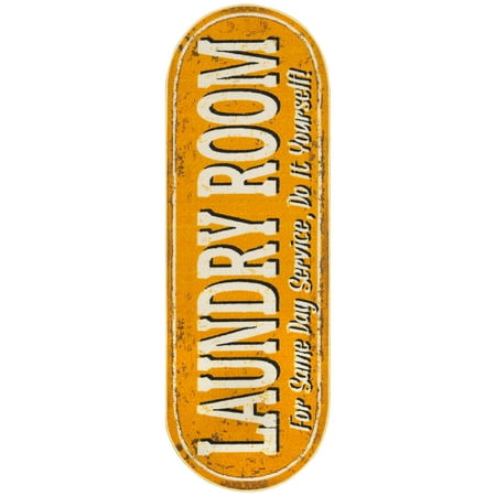 Ottomanson Non-Slip Rubberback Text 2x5 Laundry Room Runner Rug, 20" x 59" Oval, Orange