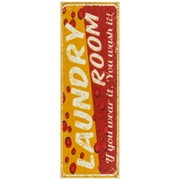 Ottomanson Non-Slip Rubberback Text 2x5 Laundry Room Runner Rug, 20" x 59", Red/Yellow