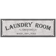 Ottomanson Non-Slip Rubberback Vintage 2x5 Laundry Room Runner Rug, 20" x 53", Light Gray