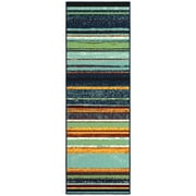Ottomanson Machine Washable Non-Slip Rubberback Vintage Striped 2x5 Indoor Runner Rug, 20" x 59", Multicolor