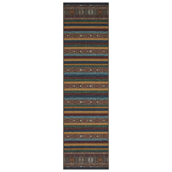 Ottomanson Non-Slip Hallway Runner Rug 2'7" x 9'10" Perfect for High Traffic Areas, Multi Stripes