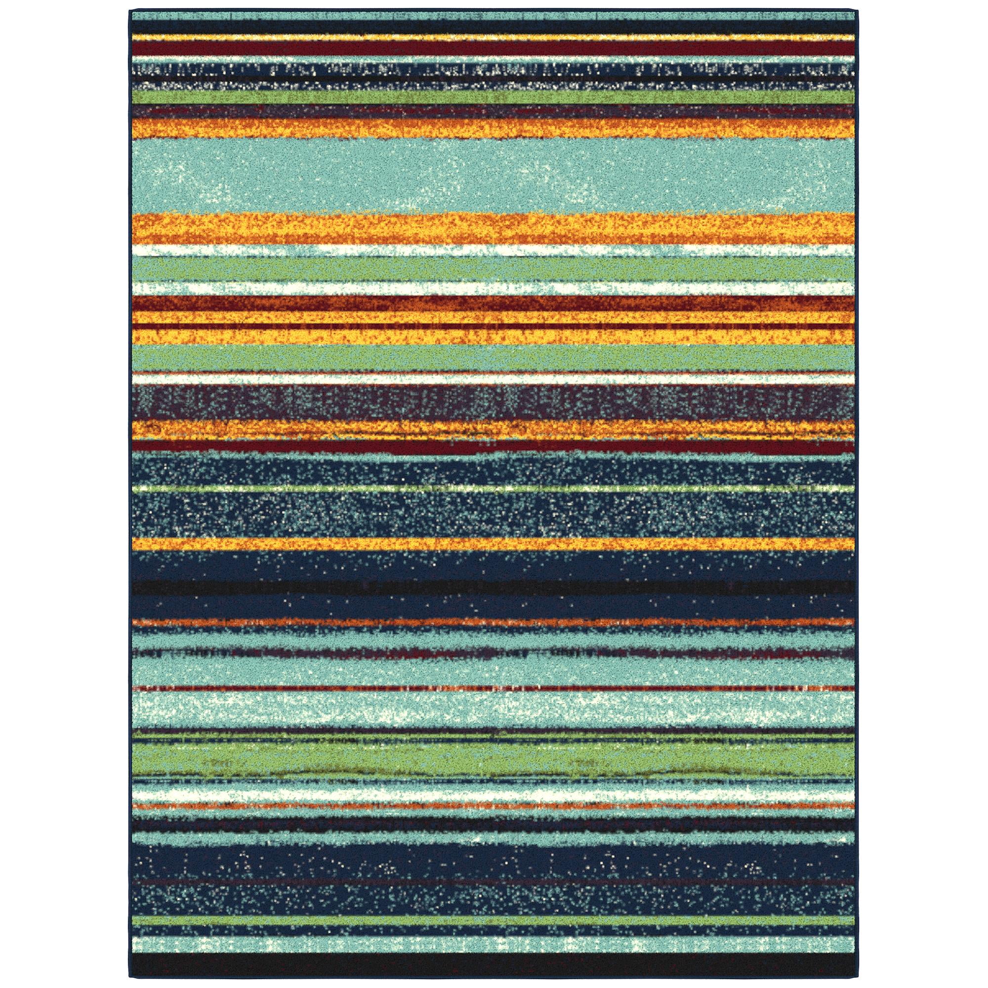 Ottomanson Machine Washable Non-Slip Rubberback Vintage Striped 5x7 ...