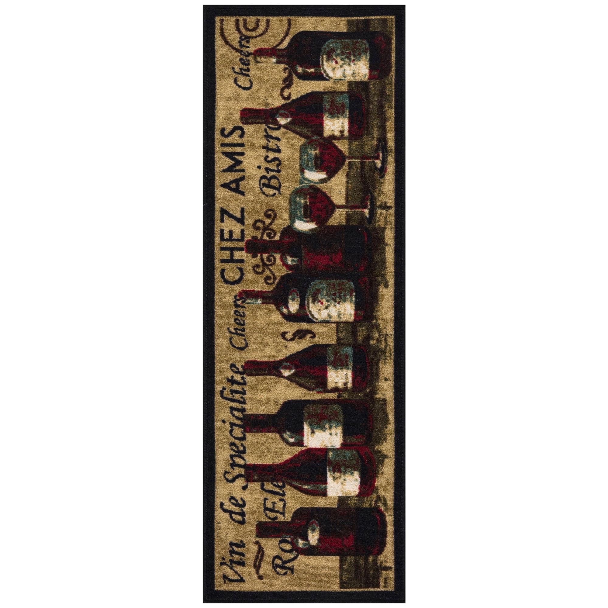 Ottomanson Machine Washable Non-Slip Rubberback Wine 2x5 Kitchen Runner ...