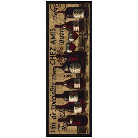 Ottomanson Machine Washable Non-Slip Rubberback Wine 2x5 Kitchen Runner Rug, 20" x 59", Beige