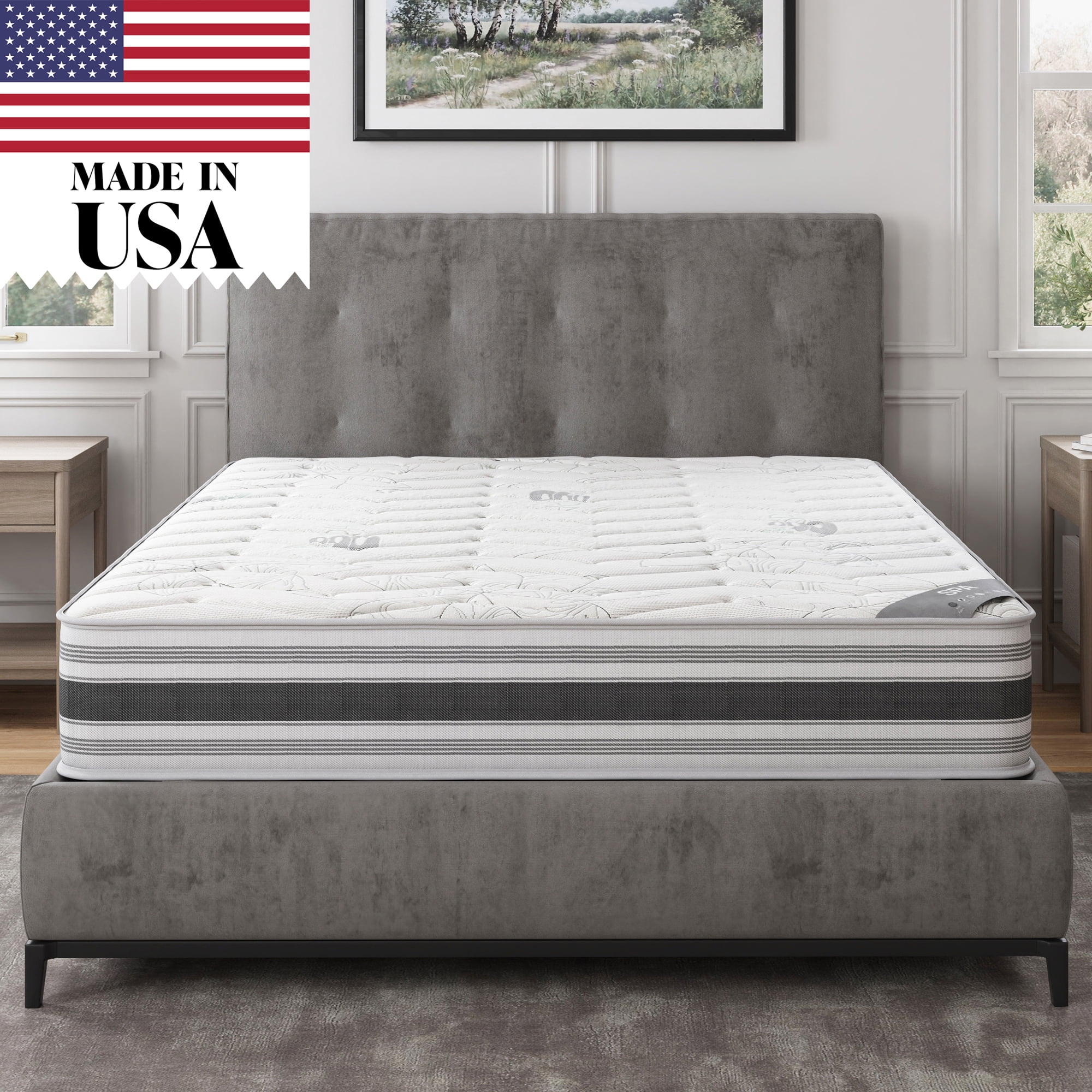 Ottomanson Edge to Edge 12" Pocket Coils Firm Tight Top Hybrid Mattress in a Box, King