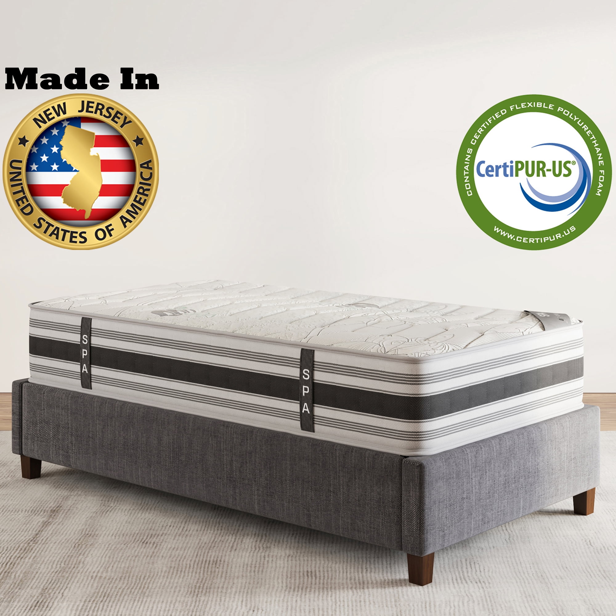 Ottomanson Made in NJ Edge to Edge 12" Pocket Coils Firm Tight Top Hybrid Mattress in a Box