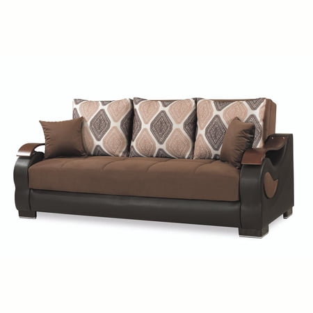 Ottomanson Metropolis Sofa Bed with Storage 74", Dark Brown Microsuede