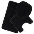 thumbnail image 1 of Ottomanson Nice Washable Non-Slip Rubberback Polypropylene Black Bath Rug Set, 3 Piece, 1 of 9