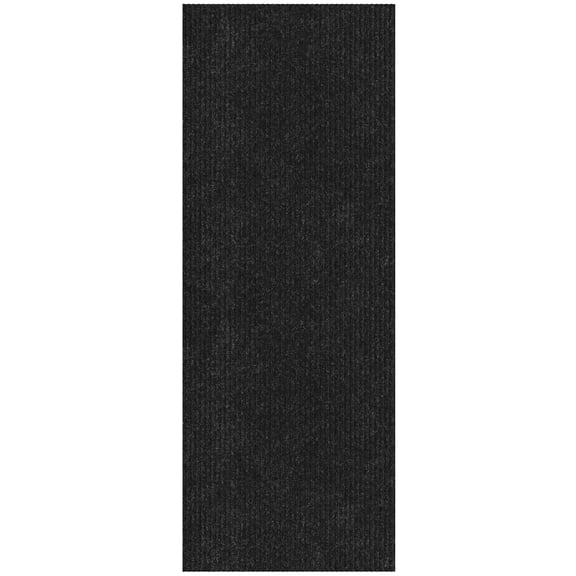Ottomanson Non-Slip 2-Piece Kitchen Rug Set, Hallway Runner & Doormat for Entryway, 2' x 3' & 2' x 5', Black Ribbed