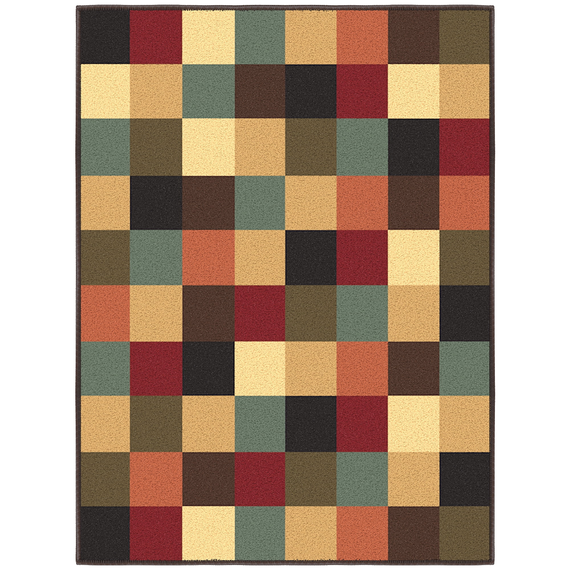 Ottomanson Non-Slip Accent Rug 2'7" x 3' – Low Pile Entryway Bedroom Small Rug, Checkered Multicolor