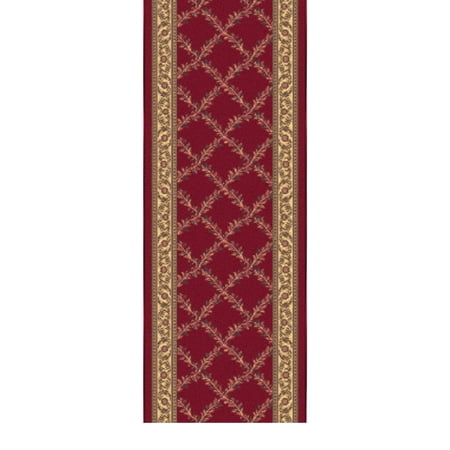 Ottomanson Non-Slip Accent Rug 2'7" x 3' – Low Pile Entryway Bedroom Small Rug, Trellis Burgundy Red