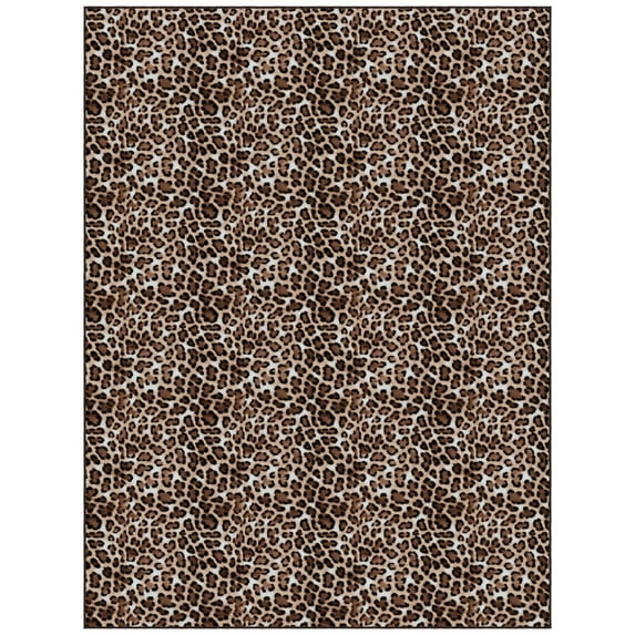 Ottomanson Non-Slip Area Rug 5' x 7'10" Soft Low Pile Bedroom Accent Rug, Leopard Print Brown