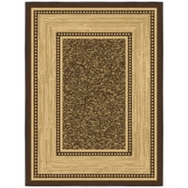 Ottomanson Non-Slip Area Rug for Entryway 2x3 Rubberback Border Indoor Rug, 2'3" x 3', Brown