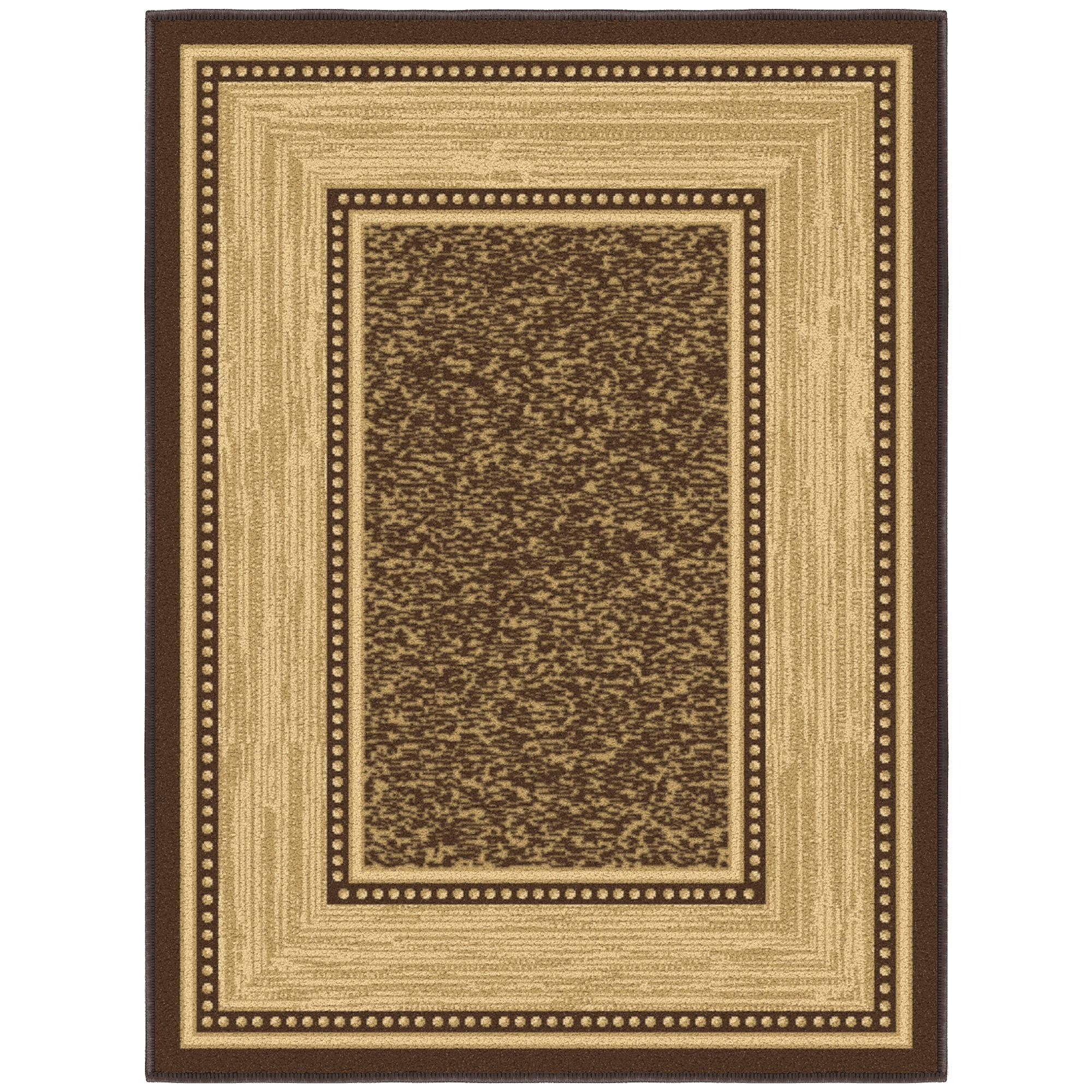 Machine Washable Non-Slip Brown and Beige Synthetic Area Rug