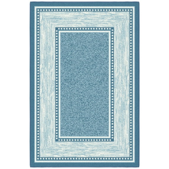 Ottomanson Border Area Rug 3'3" x 5' - Non Slip Low Pile Carpet, Blue