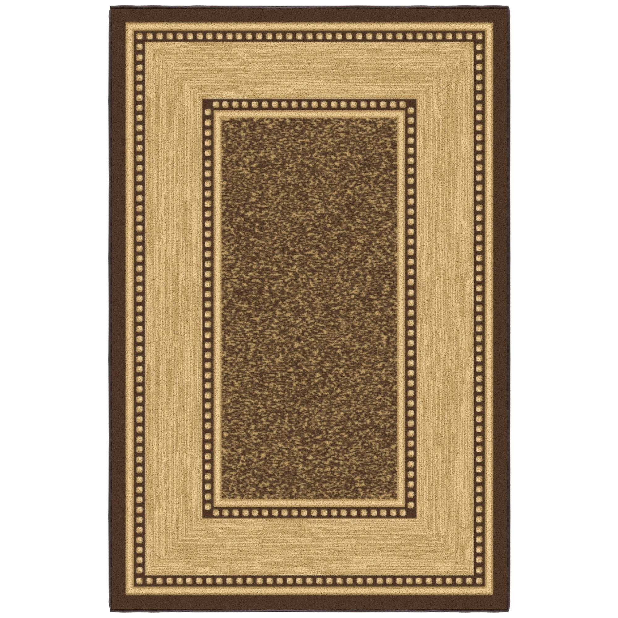 Brown and Beige Non-Slip Rubberback Area Rug 3'3" x 5'