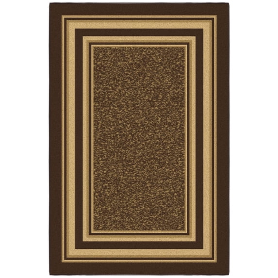 Ottomanson Border Area Rug 3'3" x 4'7" - Non Slip Low Pile Carpet, Dark Brown