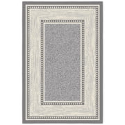 Ottomanson Border Area Rug 3'3" x 4'7" - Non Slip Low Pile Carpet, Light Gray