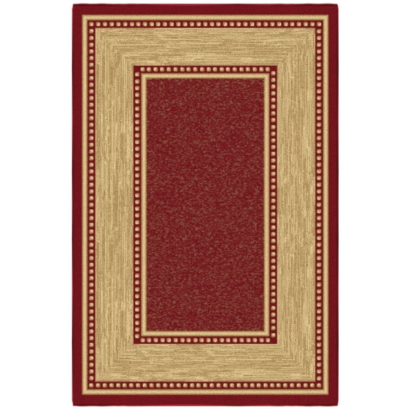 Ottomanson Border Area Rug 3'3" x 4'7" - Non Slip Low Pile Carpet, Red