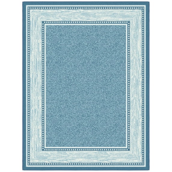 Ottomanson Border Area Rug 5' x 6'6" - Non Slip Low Pile Carpet, Blue
