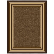 Ottomanson Border Area Rug 5' x 6'6" - Non Slip Low Pile Carpet, Dark Brown