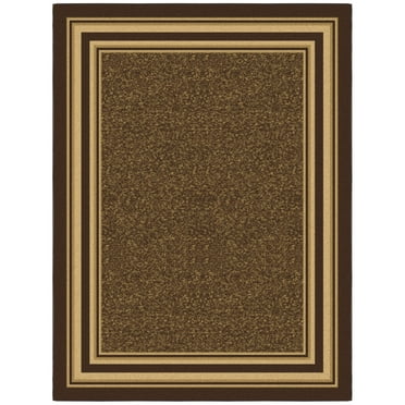 Ottomanson Non-Slip Area Rug for Living Room 5x7 Rubberback Border Indoor Rug, 5' x 6'6", Dark Brown