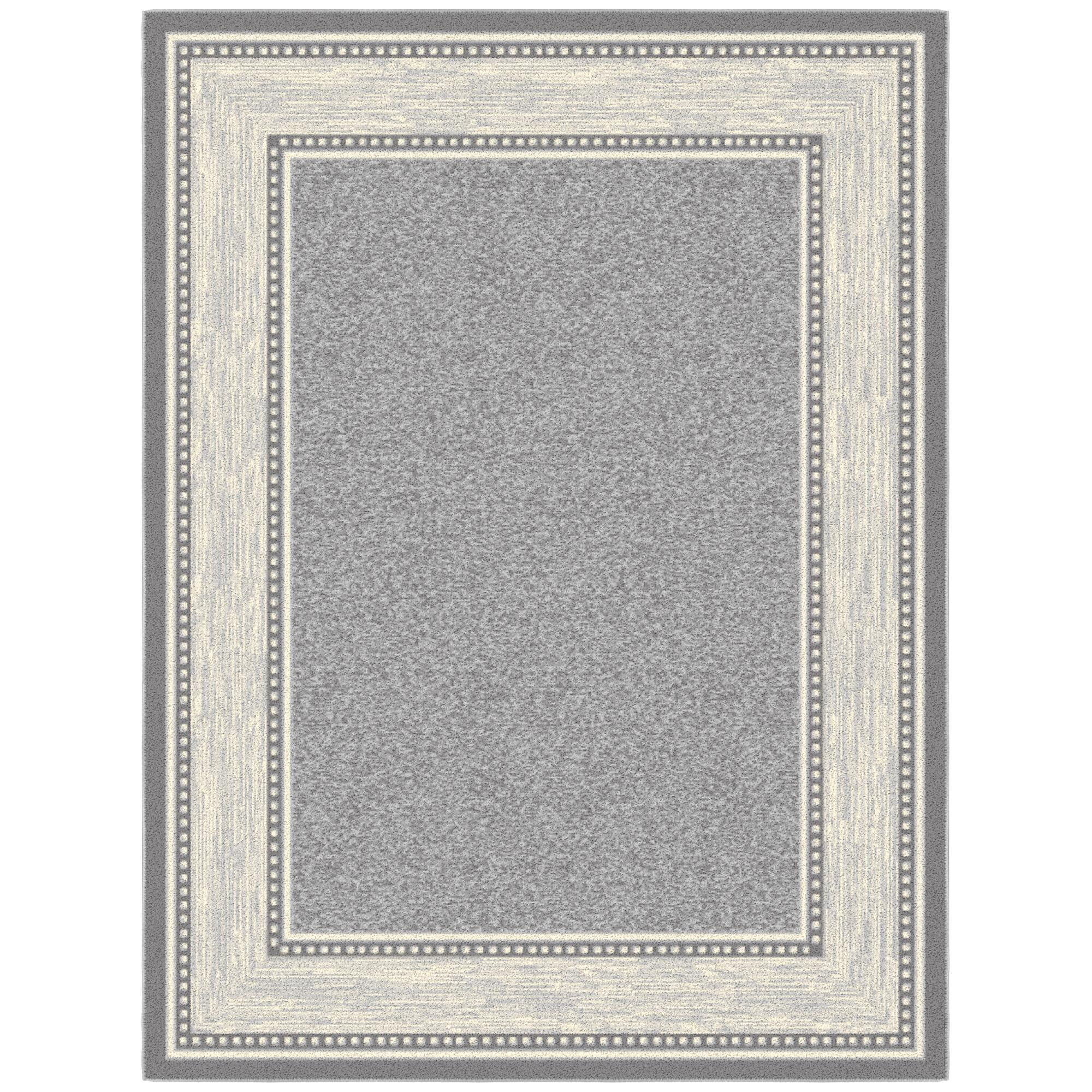 Light Gray Synthetic Non-Slip Rectangular Area Rug 5 x 7 ft