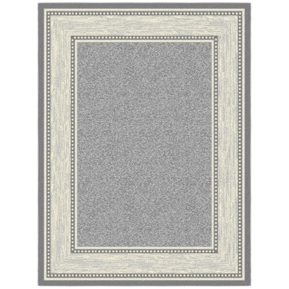 Ottomanson Border Area Rug 5' x 6'6" - Non Slip Low Pile Carpet, Light Gray