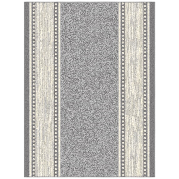 Ottomanson Non-Slip Entryway Rug 1'10.5" x 3', Small Area Rug, Indoor Door Mat, Border Light Gray