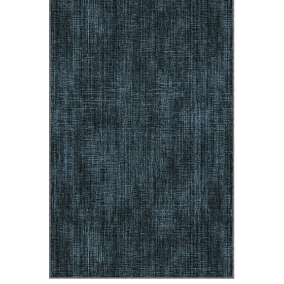 Ottomanson Non-Slip Extra Large Area Rug 7'10" x 21' Low Pile Living Room Carpet, Solid Charcoal Navy