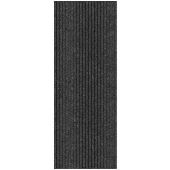 Ottomanson Non-Slip Hallway Runner Rug 2'7" x 12' Indoor/Outdoor Custom Size Utility Carpet for Garage, Black Ribbed