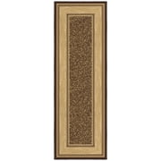 Ottomanson Border Bathroom Runner Rug 20" x 53" - Non Slip Low Pile Carpet, Brown