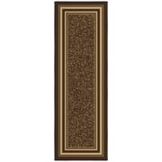 Ottomanson Border Bathroom Runner Rug 20" x 53" - Non Slip Low Pile Carpet, Dark Brown