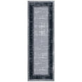 thumbnail image 1 of Ottomanson Border Bathroom Runner Rug 20" x 59" - Non Slip Low Pile Carpet, Gray/Navy, 1 of 13