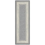 Ottomanson Border Bathroom Runner Rug 20" x 53" - Non Slip Low Pile Carpet, Light Gray