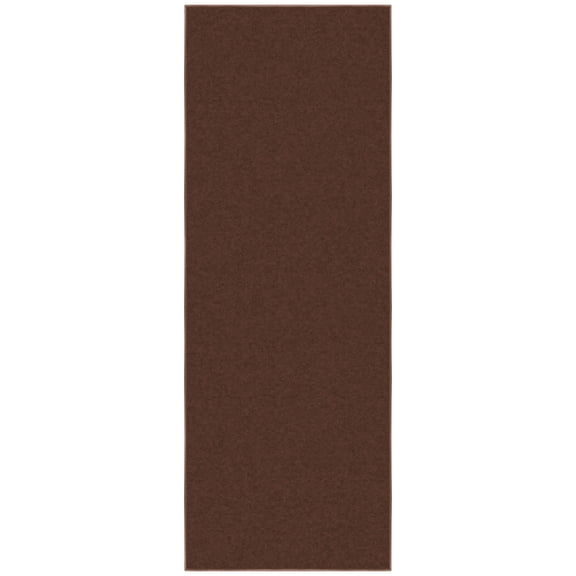 Ottomanson Solid Kitchen Runner Rug 1'10" x 6' - Non Slip Low Pile Carpet, Brown