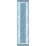 Ottomanson Border Kitchen Runner Rug 1'10" x 7' - Non Slip Low Pile Carpet, Blue