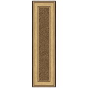 Ottomanson Border Kitchen Runner Rug 1'10" x 6' - Non Slip Low Pile Carpet, Brown