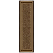 Ottomanson Border Kitchen Runner Rug 1'10" x 7' - Non Slip Low Pile Carpet, Dark Brown