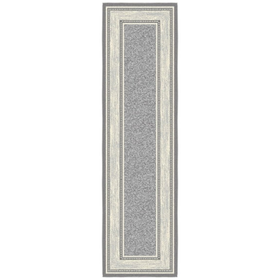 Ottomanson Non-Slip Hallway Runner Rug 1'10" x 7' Perfect for High Traffic Areas, Light Gray Border