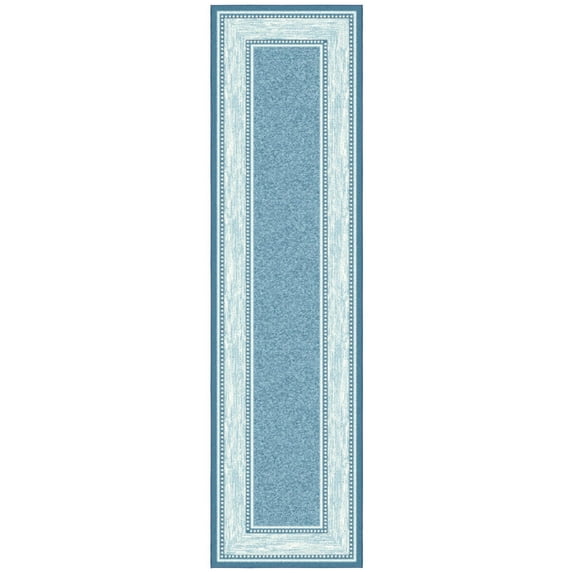 Ottomanson Non-Slip Hallway Runner Rug 3x10 Rubberback Border Indoor Rug, 2'7" x 9'10", Blue