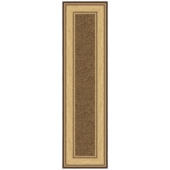 Ottomanson Non-Slip Hallway Runner Rug 3x10 Rubberback Border Indoor Rug, 2'7" x 9'6", Brown