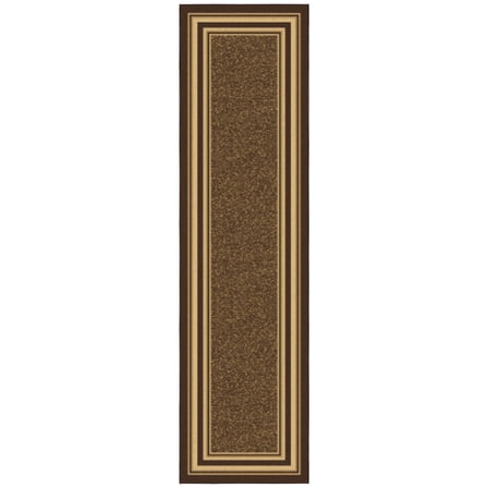 Ottomanson Border Hallway Runner Rug 2'7" x 9'6" - Non Slip Low Pile Carpet, Dark Brown