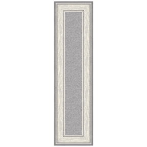 Ottomanson Non-Slip Hallway Runner Rug 3x10 Rubberback Border Indoor Rug, 2'7" x 9'6", Light Gray
