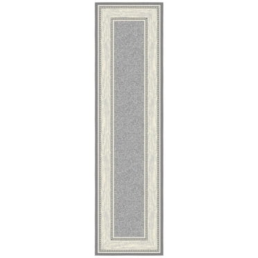 Ottomanson Non-Slip Hallway Runner Rug 3x10 Rubberback Border Indoor Rug, 2'7" x 9'10", Light Gray
